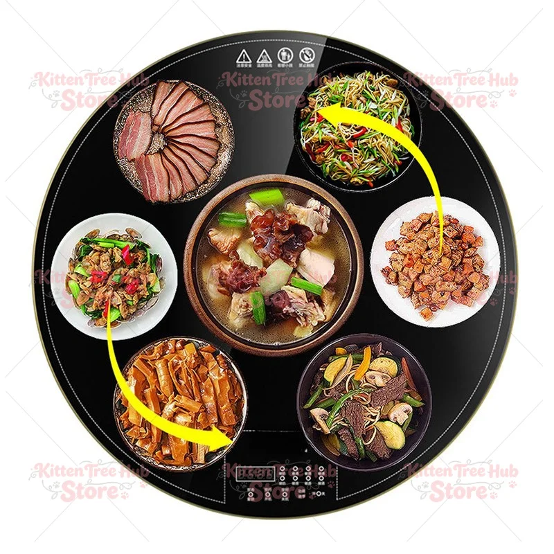 Meal board, household smart hot plate, warm plate, manual electric rotation, smart insulated dining table