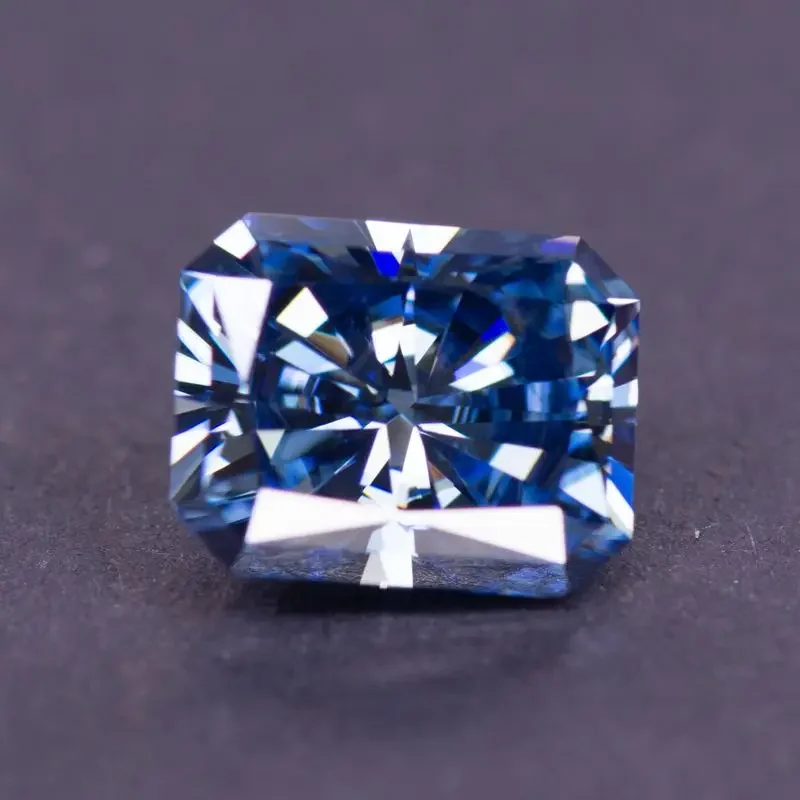 

Moissanite Radiant Cut Primary Color Royal Blue Charms Gemstone DIY Ring Necklace Earrings Main Materials with GRA Certificate