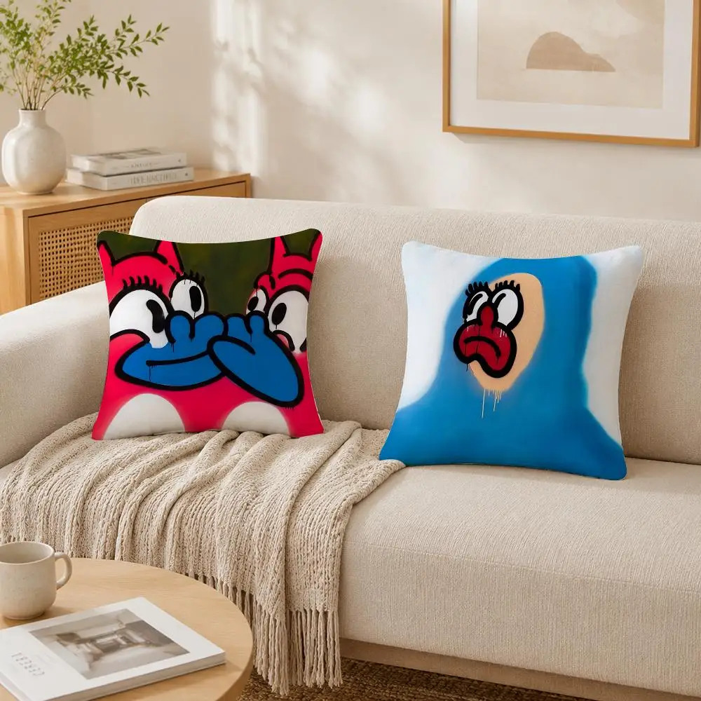 Art Anime O-Olaolu Slawn Artwork Cushion Cover Plush Decorative Pillow Case With Hidden Zipper Fashion Room Decor For Home