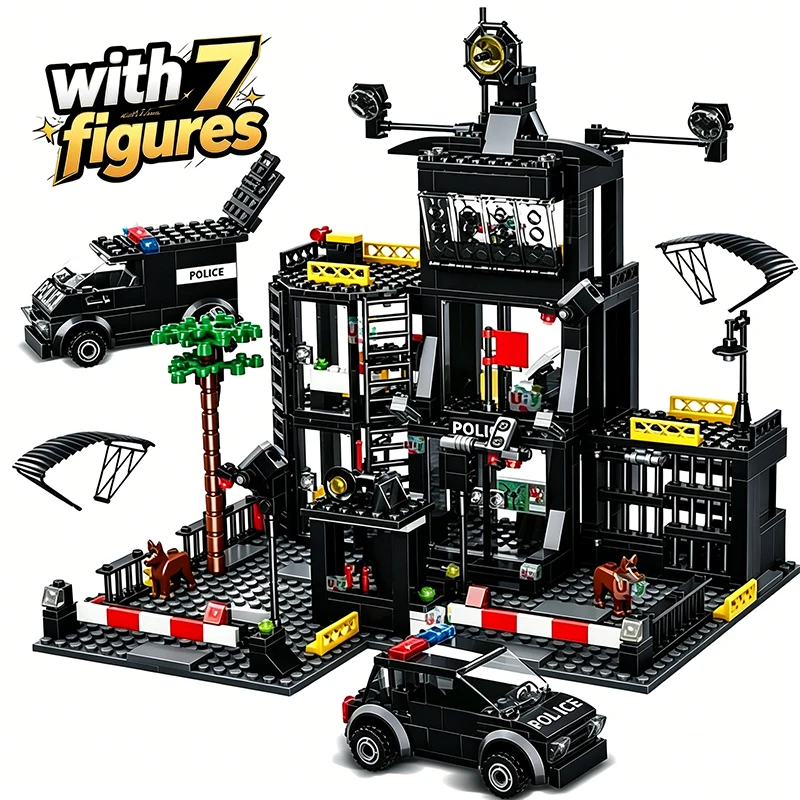 

Конструктор «Полицейский участок»: модель полицейского участка, полицейская машина, детская игрушка, подарок на Рождество/праздники