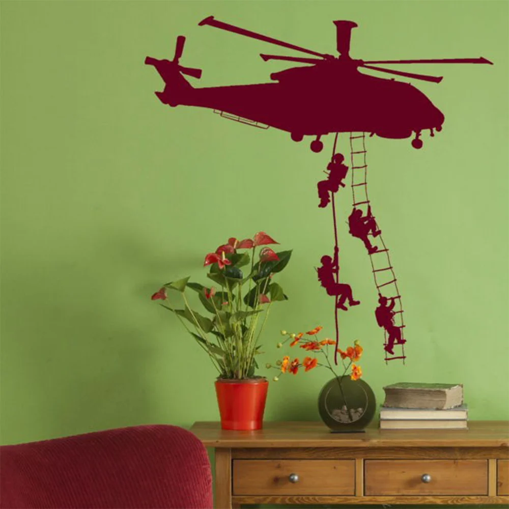 Military Vinyl Decor Wall Sticker Helicopter Wallpaper For Boys Army Room Art Decoration Removable Wallpaper