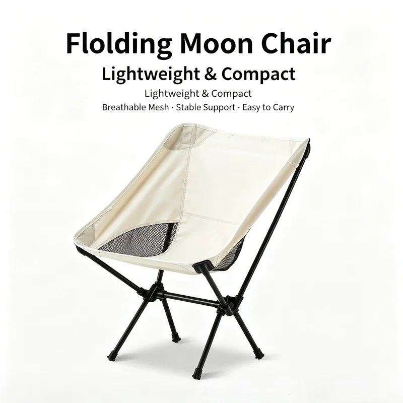 Portable Folding Outdoor Camping Chair, Lightweight Stable Seat with Carry Bag for Beach Fishing Picnic & Outdoor Trips