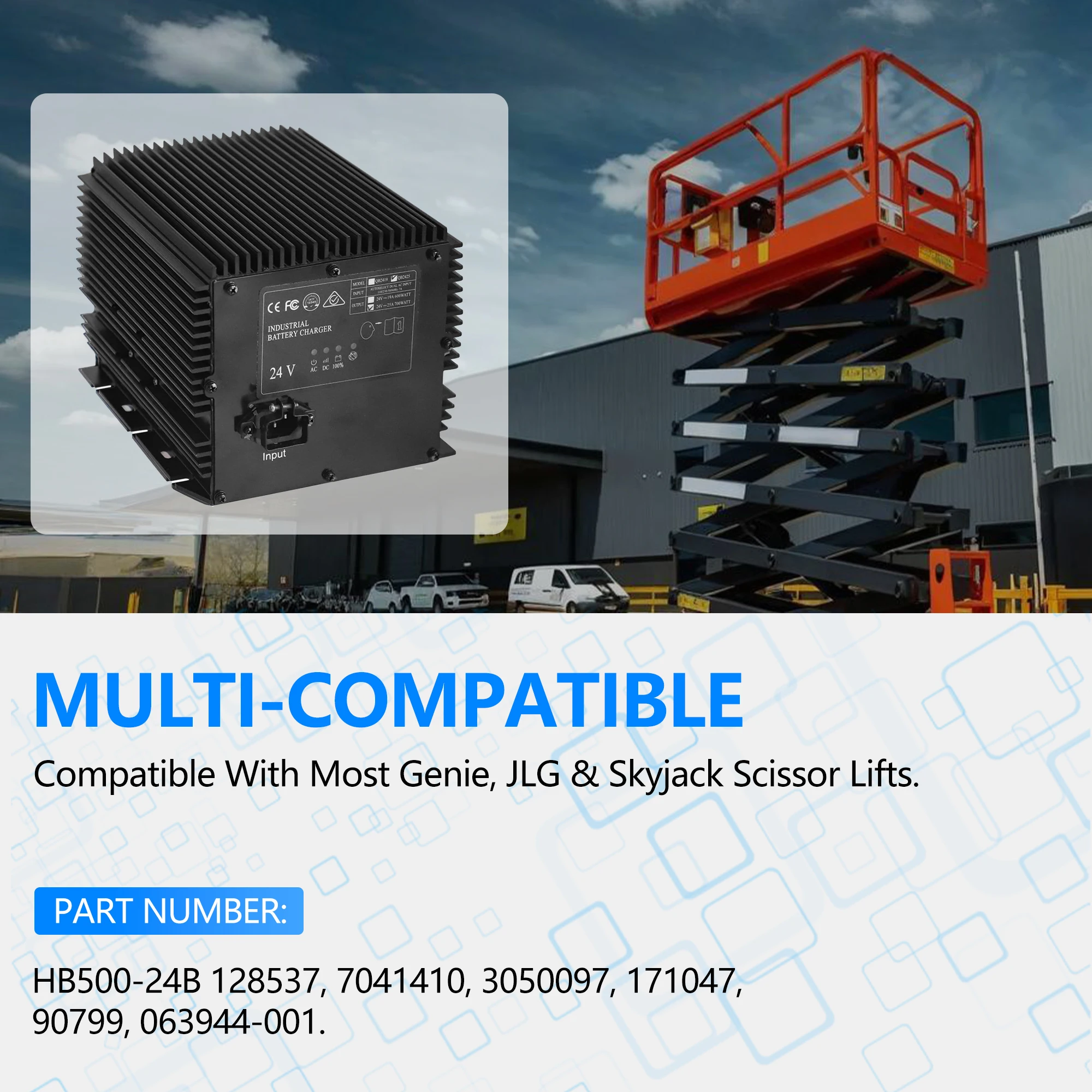 

Зарядное устройство для аккумуляторов 24В/25А 7041782 90712 25890712 25890799 для ножничных подъемников JLG MEC