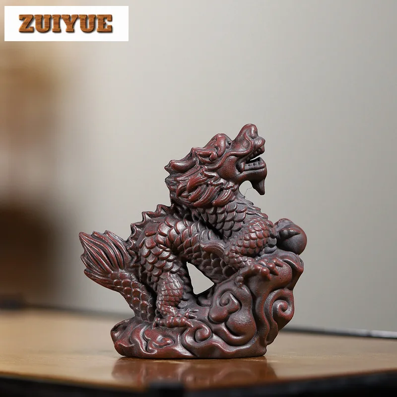 

Purple Clay Fortune Cloud-dragon Tea Pet Creative Exquisite Miniatures Tea Figurine Play Toys Tea Statue Ornaments Workmanship