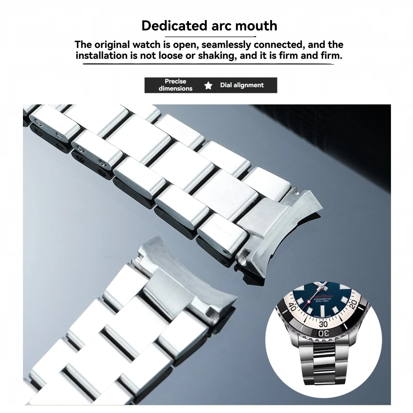 Suitable for Breitling Super Ocean A17375 Arc steel watchband GMT Stainless Steel strap replacement accessories 22mm