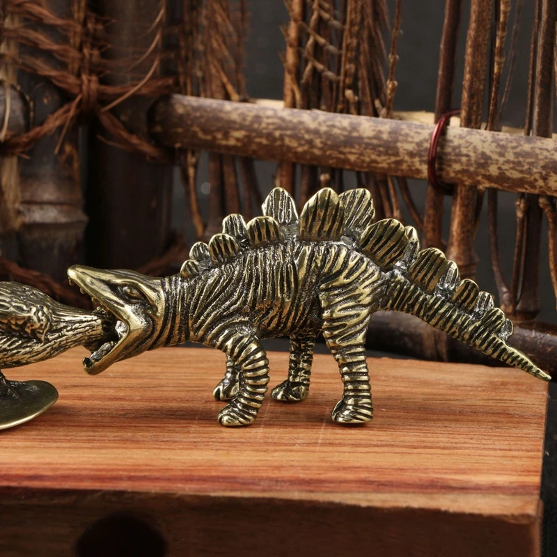 Retro Brass spinosaurus Dinosaur Statue Ornament Tea Pet Home Decor Crafts Accessories Car Decoration Animal Figurines Miniature