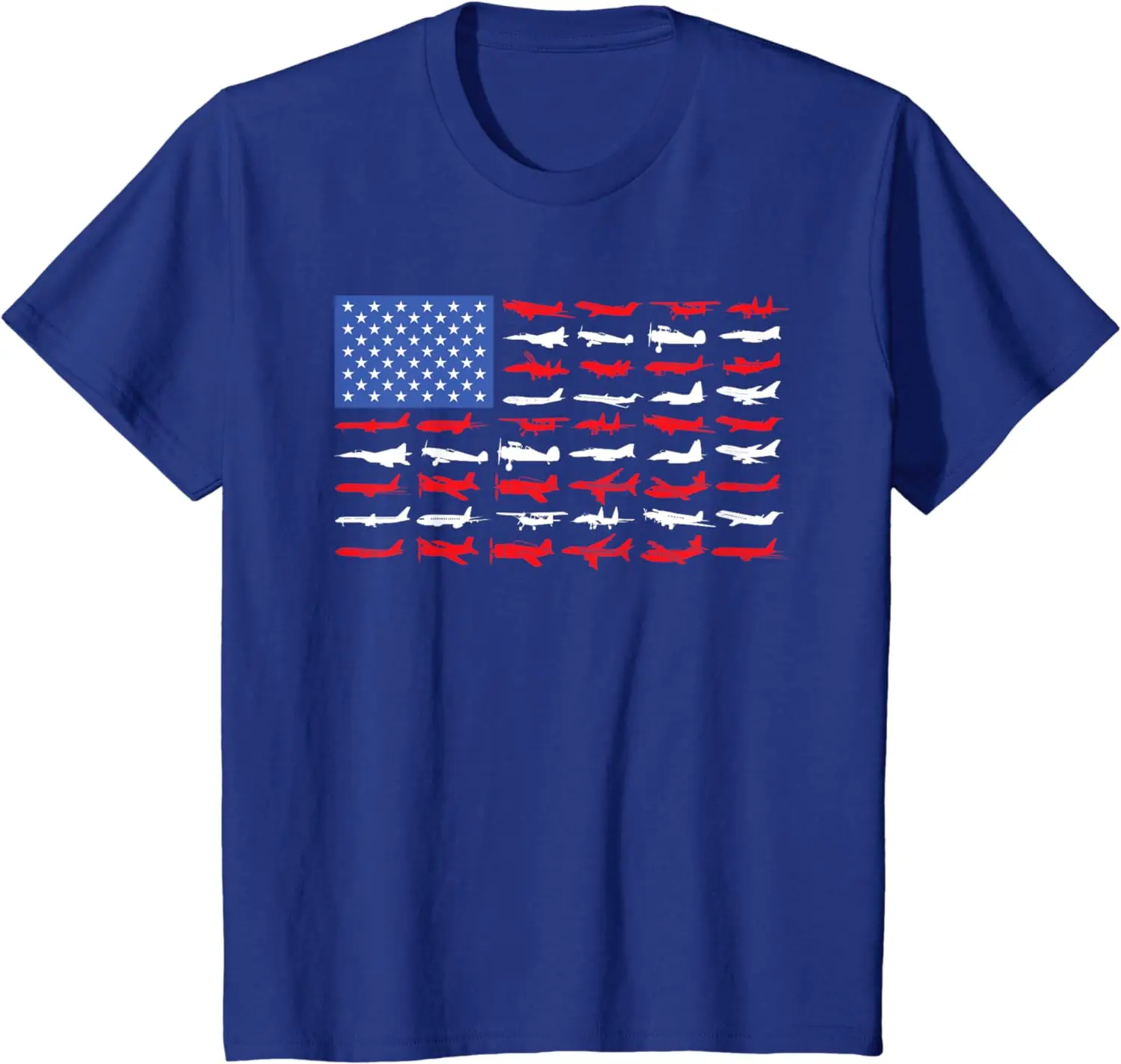 Pilot Airplane American Flag Plane Aviation Short Sleeve T-Shirt