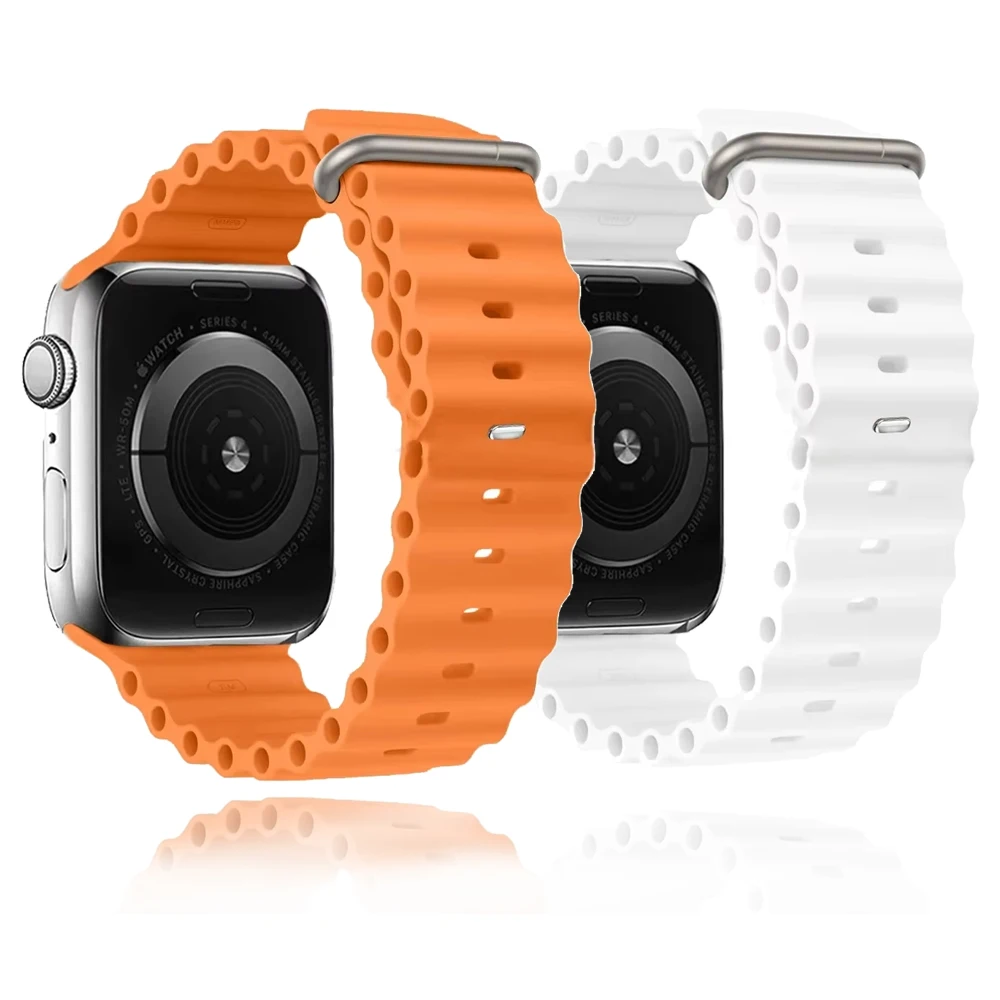 Ocean Band สําหรับ Apple Watch Ultra Strap 46 มม.42 มม.49 มม.45 มม.44 มม.41 มม.40 มม.สร้อยข้อมือกีฬา iwatch SE Series 10 9 8 7 6 5 4 3 Ultra