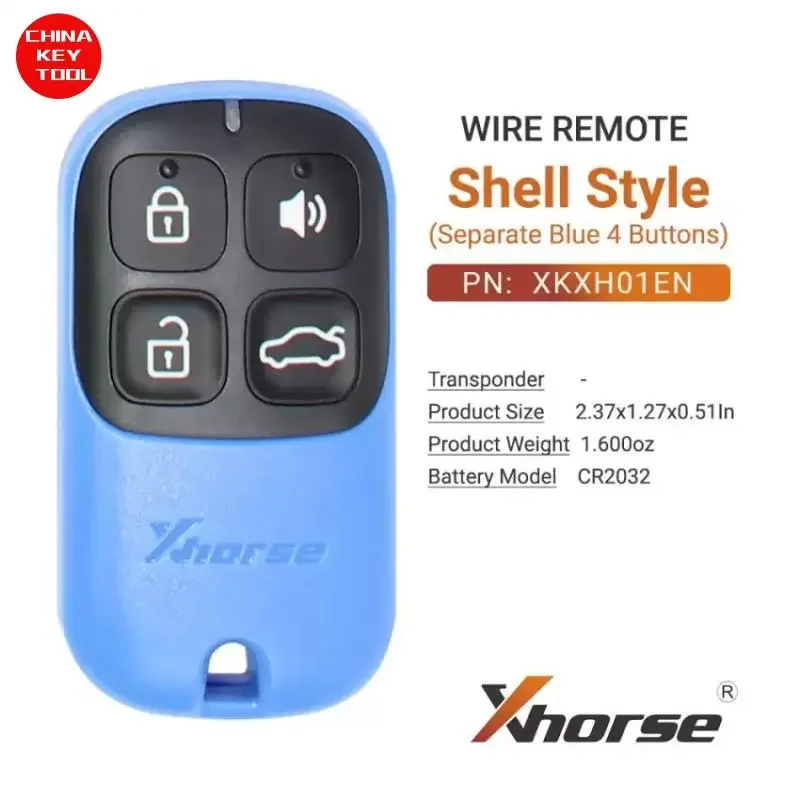 1PCS Xhorse Wire Remote Key Shell Style Separate Blue 4 Buttons XKXH01EN