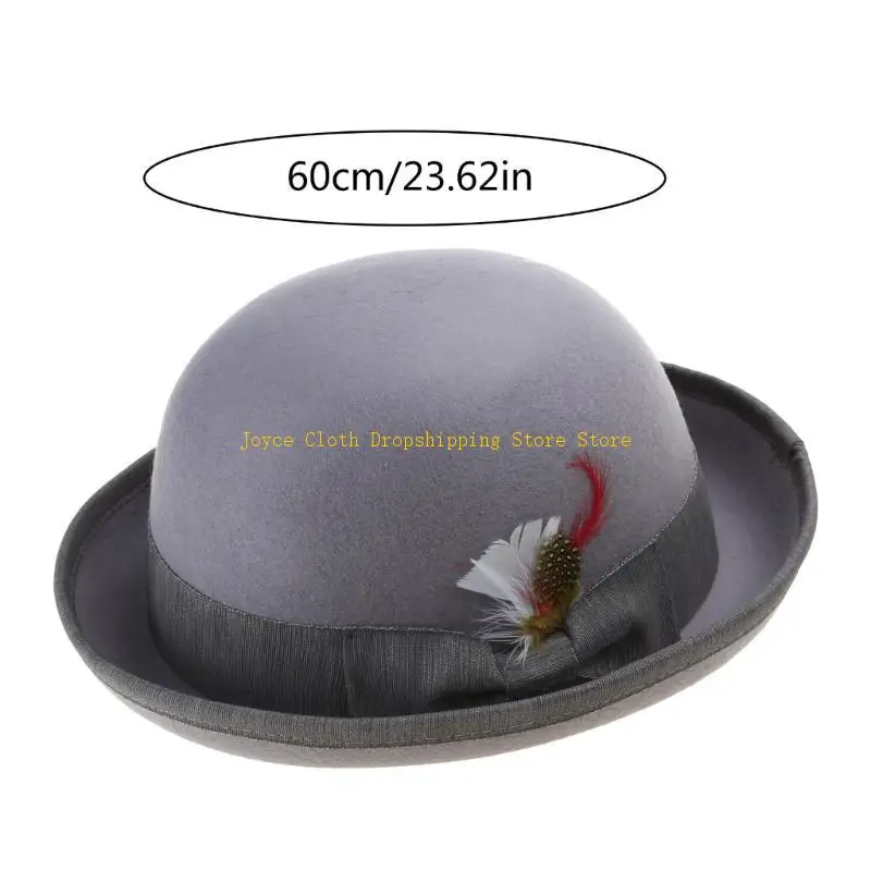 فيدورا أفضل قبعة سوداء قصيرة حافة فستان قبعة مستديرة مفاجأة هدية لصديقها الأب العم قبعة عادية 10CD #6