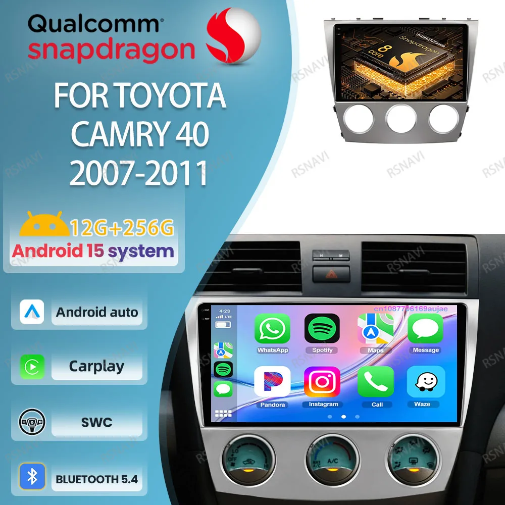 Автомобильное радио Android 15 для Toyota Camry 40 2007-2010 2011, АВТО 9/10-дюймовая камера 360 Carplay BT, головное устройство DSP, навигация 5G WIFI Автомобильное радио Android 15 для Toyota Camry 40 2007-2010 2011, АВТО 9/10-дюймовая камера 360 Carplay BT, головное устройство DSP, навигация 5G WIFI