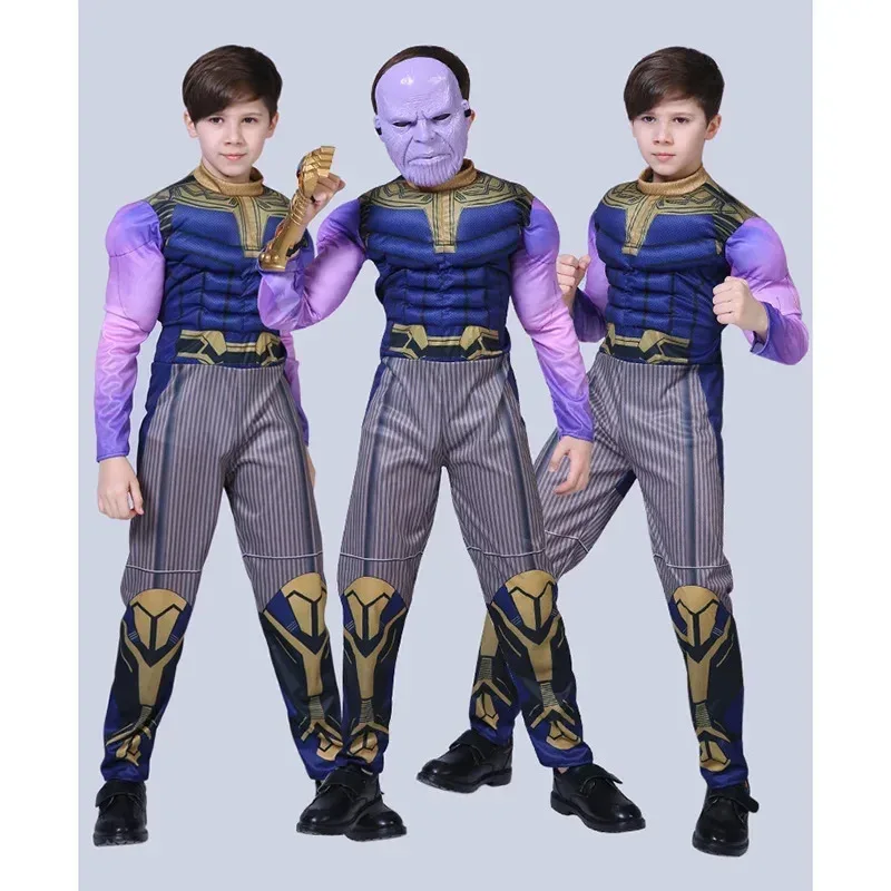 أزياء AAA12 3MINISO Thanos التأثيرية أزياء العضلات الخارقة بدلة أنيمي بدلة الهالوين ملابس أعياد الميلاد للأطفال هدايا
