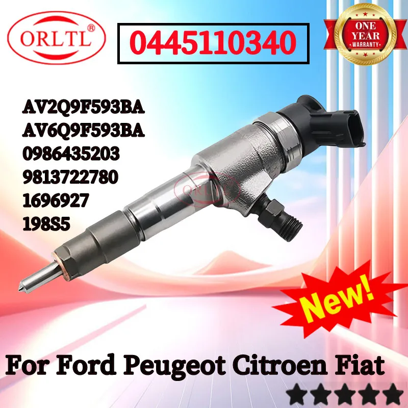 

0445110340 1980S5 NEW Diesel Ful Injector 0 445 110 340 9687069280 For BOSCH Ford Peugeot Citroen Fiat AV2Q9F593BA AV6Q9F593BA
