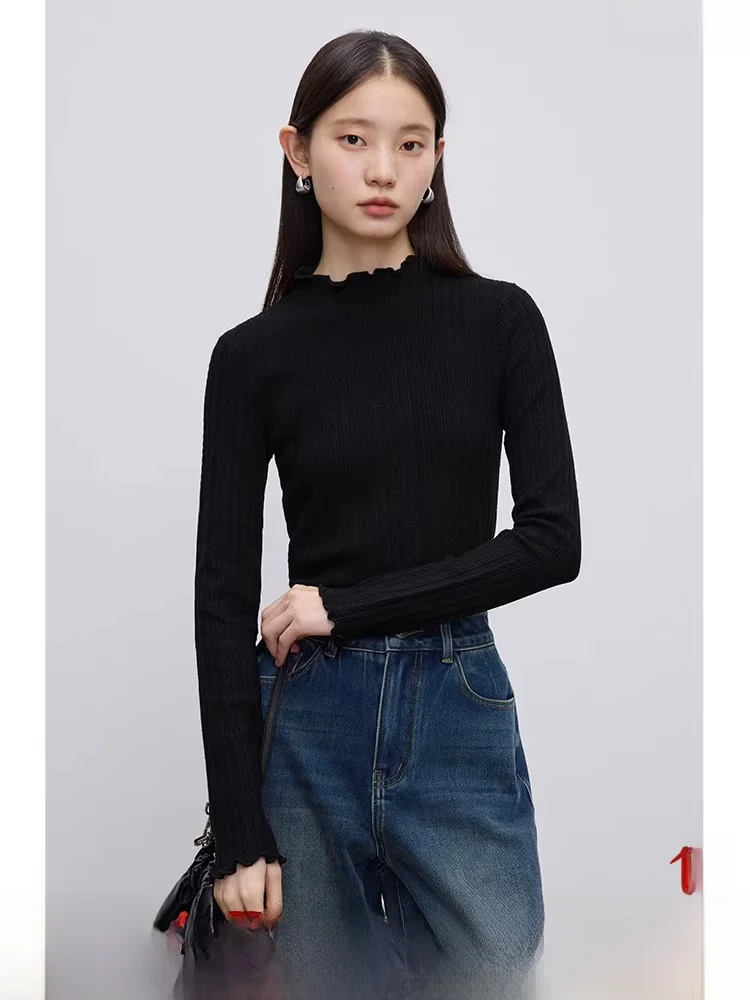 

Вязаный топ-водолазка для женщин с высоким воротником и декоративными элементами, зимний, модный, для повседневной носки