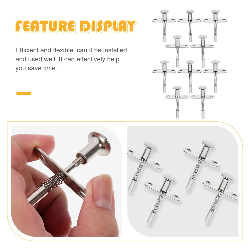 

10pcs Spring Rod Spring Loaded Latch M5x70 Heavy Duty Crib Door Locks Steel Storage Plunger Rod Pigeon Latches