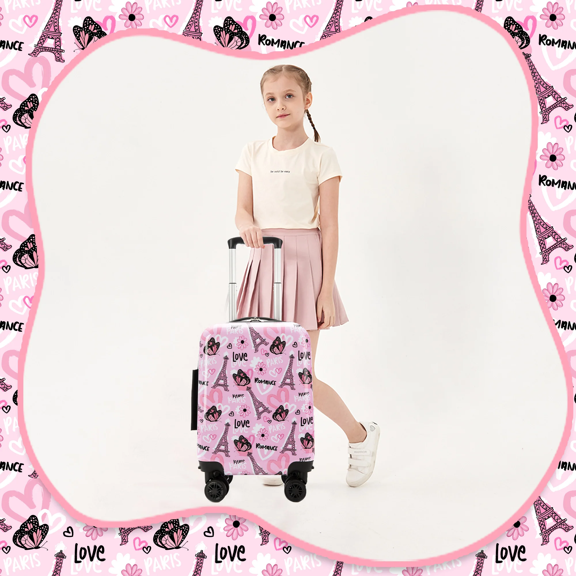 5PCS เด็กน่ารักชุดกระเป๋าเดินทาง 16 ''Hardside กระเป๋าเดินทาง SPINNER ล้อหญิงพกพาเด็กวัยหัดเดินกระเป๋าเดินทางสายการบินได้รับการอนุมัติ