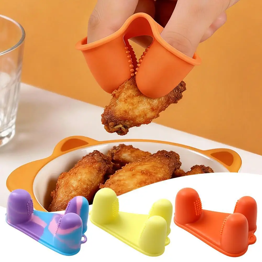 Oil-proof Mini Silicone Finger Cover Portable Non-slip Heat Resistant Food Clips Dirt-proof Finger Cots Finger Food Tong