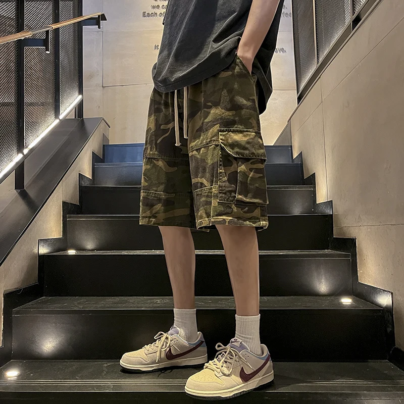 

Camouflage Workwear Shorts Men's Loose Fit Casual Thin Straight Leg Sports Pants Summer Trendy Mid-Length Fashionable Shorts
