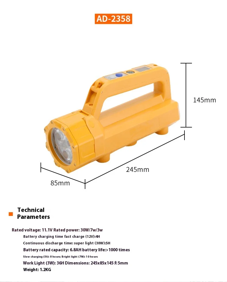 Portable LED Patrol Lighting ABS Body Searchlight Strong Magnet Multi-Directional Rotating Lamp Flashlights Torches
