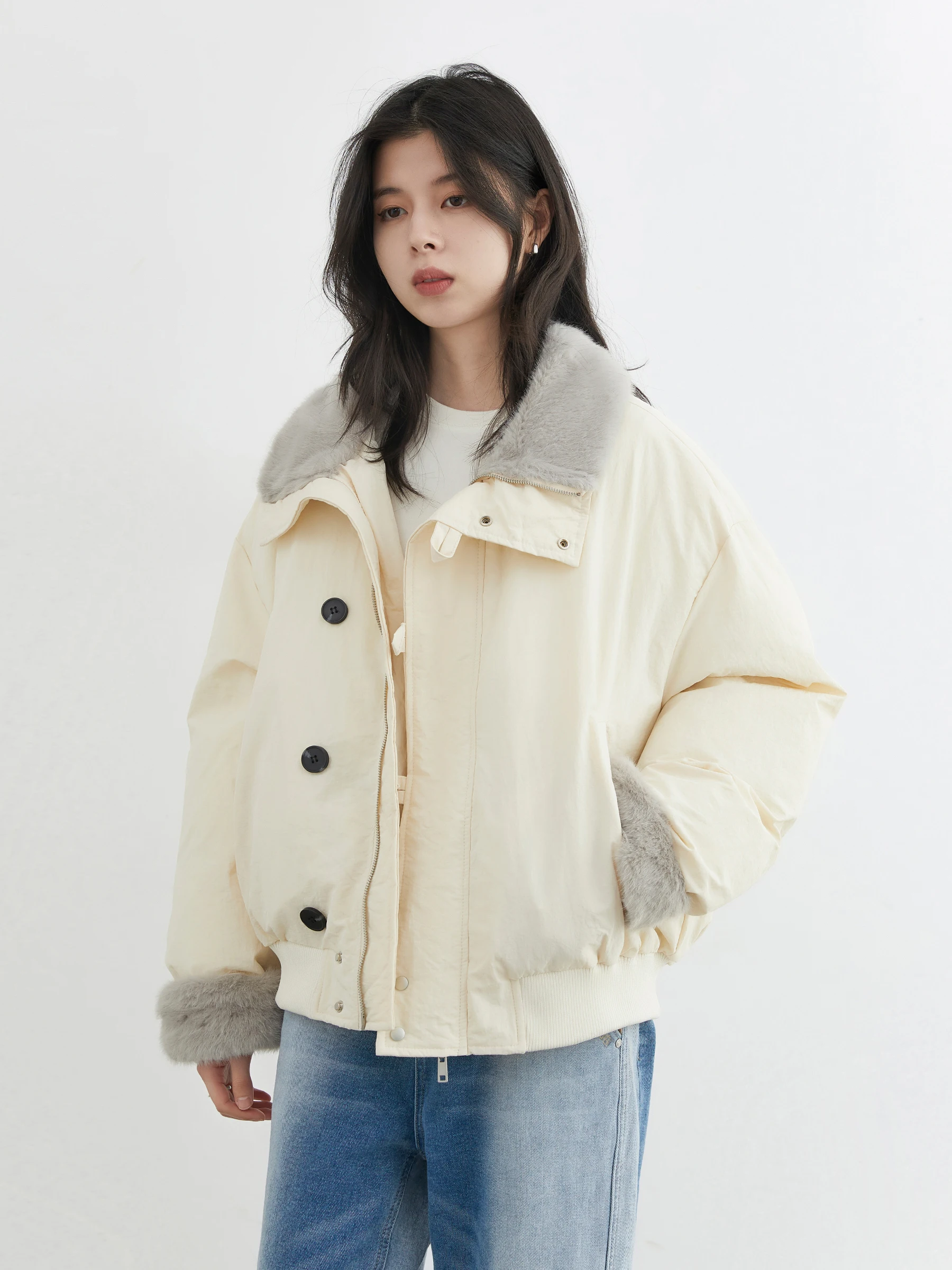 

Утепленная свободная женская хлопковая куртка с воротником-стойкой, ветрозащитная, теплая верхняя одежда в стиле Chicven, простой и стильный дизайн для повседневной носки