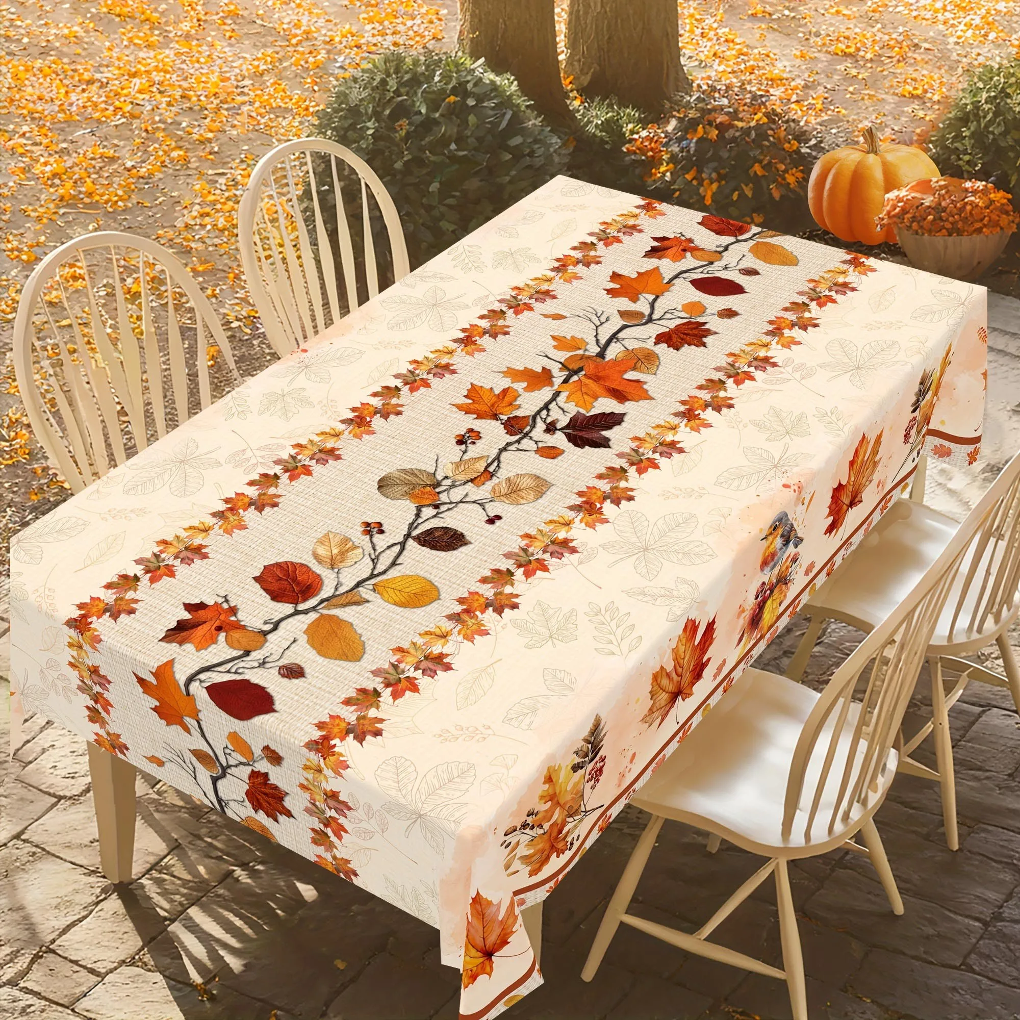 Autumn Thanksgiving Maple Leaves Print Tablecloth for Table Decor Fall Farmhouse Kitchen Dining Table Cloth Holiday Party Decor