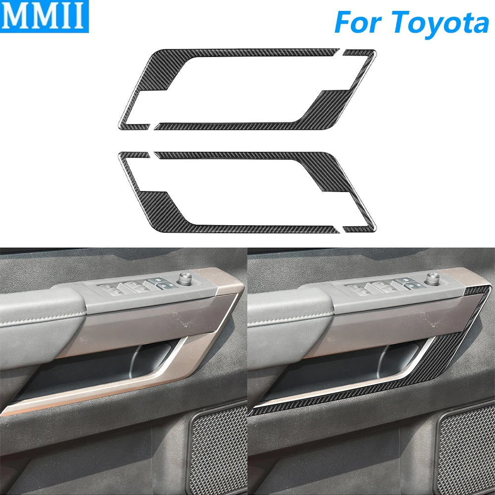 For Toyota Tundra Sequoia 2022-2025 Carbon Fiber Door Armrest Storage Side Panel Cover Trim Car Accessories Decoration Sticker