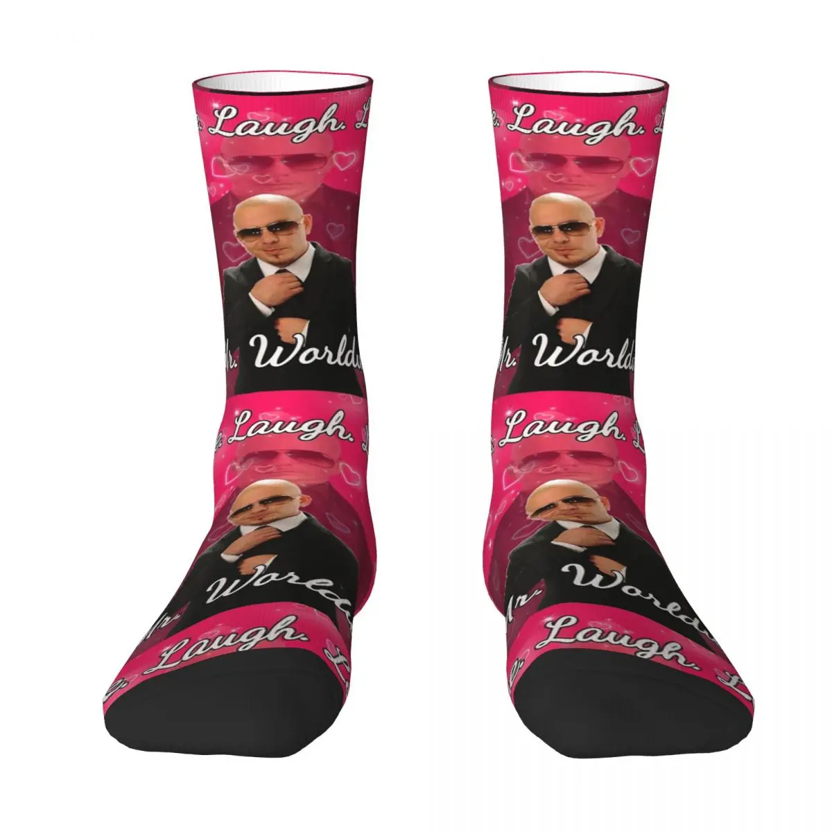 Men's Socks Mr. Worldwide Says To Live Laugh Love Pitbull American Rapper Stockings Autumn Medium Soft Socks Non-Slip Socks