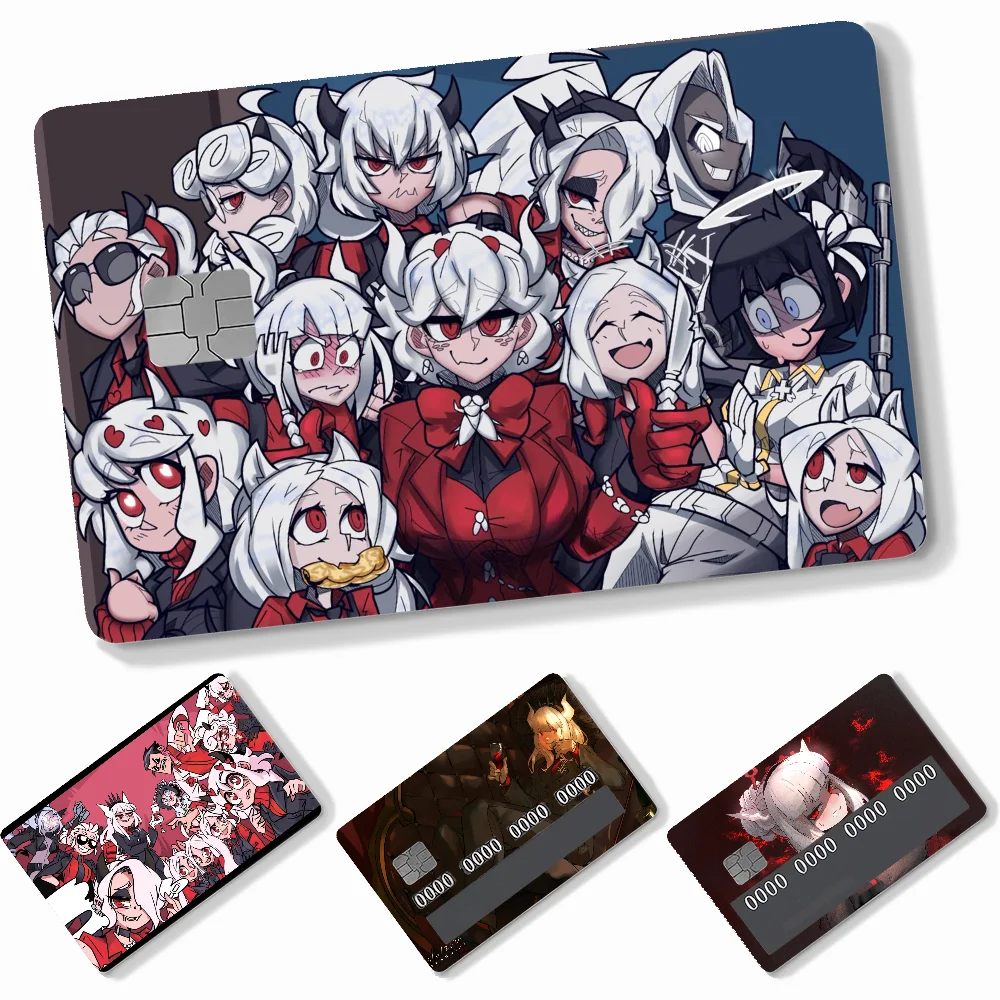 Pegatinas de Anime Helltaker, 4 Uds., pegatinas de piel de tarjeta de crédito de PVC, película protectora autoadhesiva extraíble