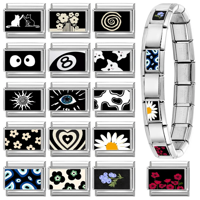 جديد جميل الحيوانات الأليفة القطط والكلاب وصلات سحرية إيطالية تناسب 9 مللي متر سوار الفولاذ المقاوم للصدأ النساء الرجال DIY بها بنفسك صنع المجوهرات #2