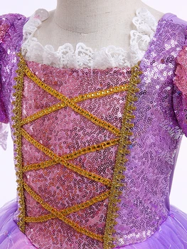 Purple Princess Party Dress with Floral Sequins 4 Girls' Sparkling Purple Princess Party Dress with Floral Sequin Detailing - Elegant Tulle Skirt for Birthdays, Halloween, and Special Occasions, Princess Dresses for Girls 4