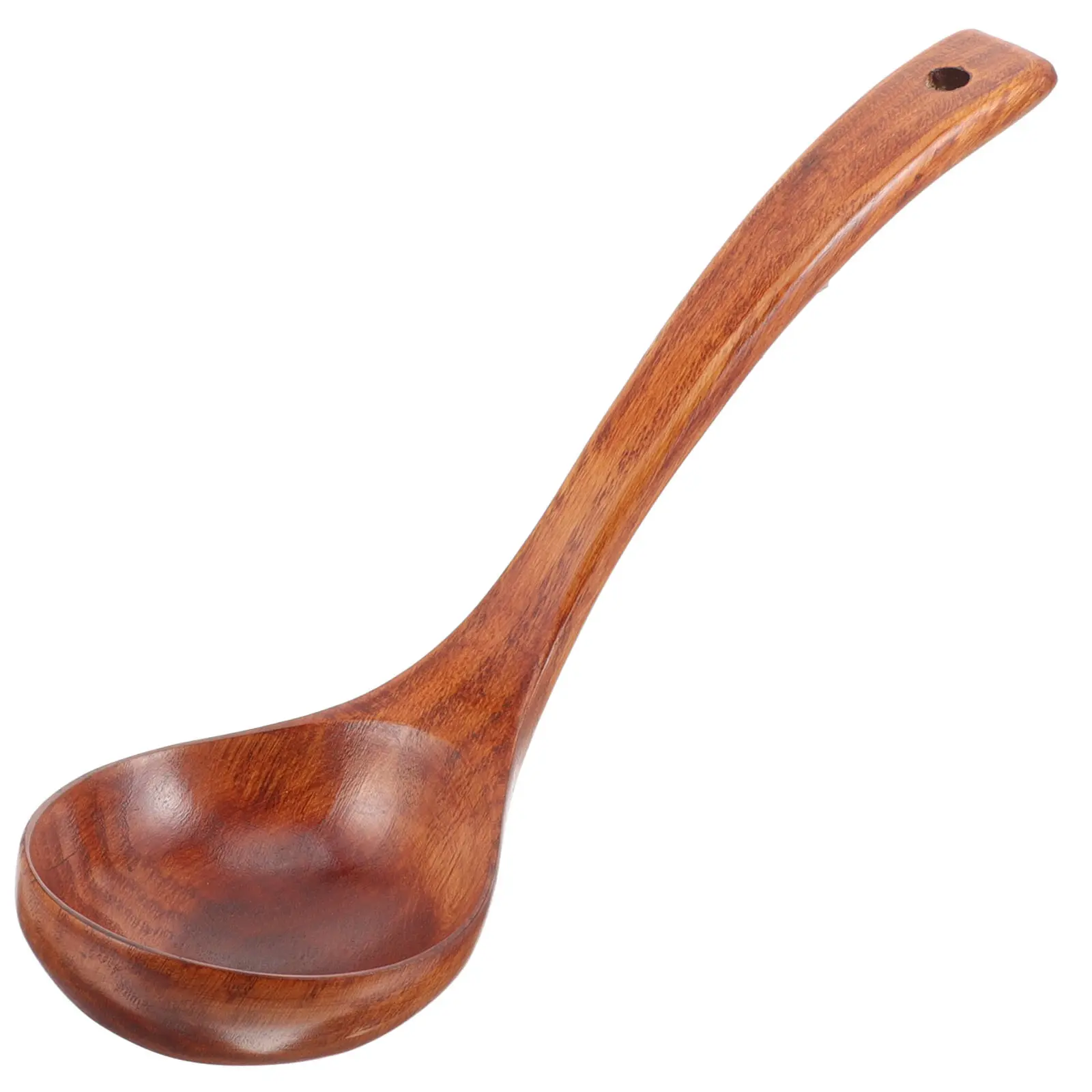 Handmade Beech Wood Soup Ladle Kitchen Utensils Cooking Scoop Anti-Slip Back Hook Natural Grain Pattern Hot Pot Wooden Kitchen