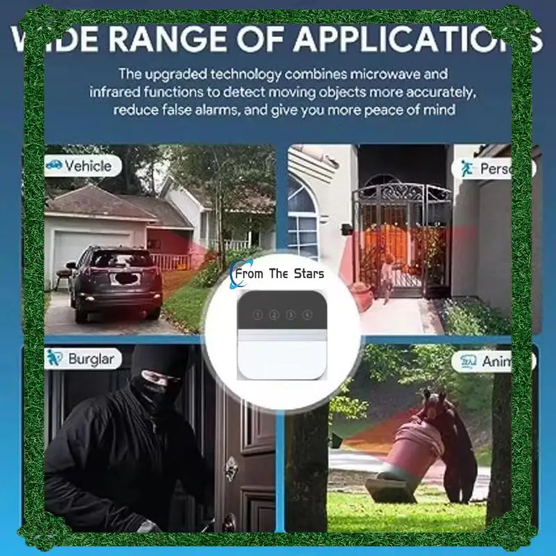 Solar Driveway Alarm Infrared Detection Wireless Doorbell Black & White & Gray (US Plug)