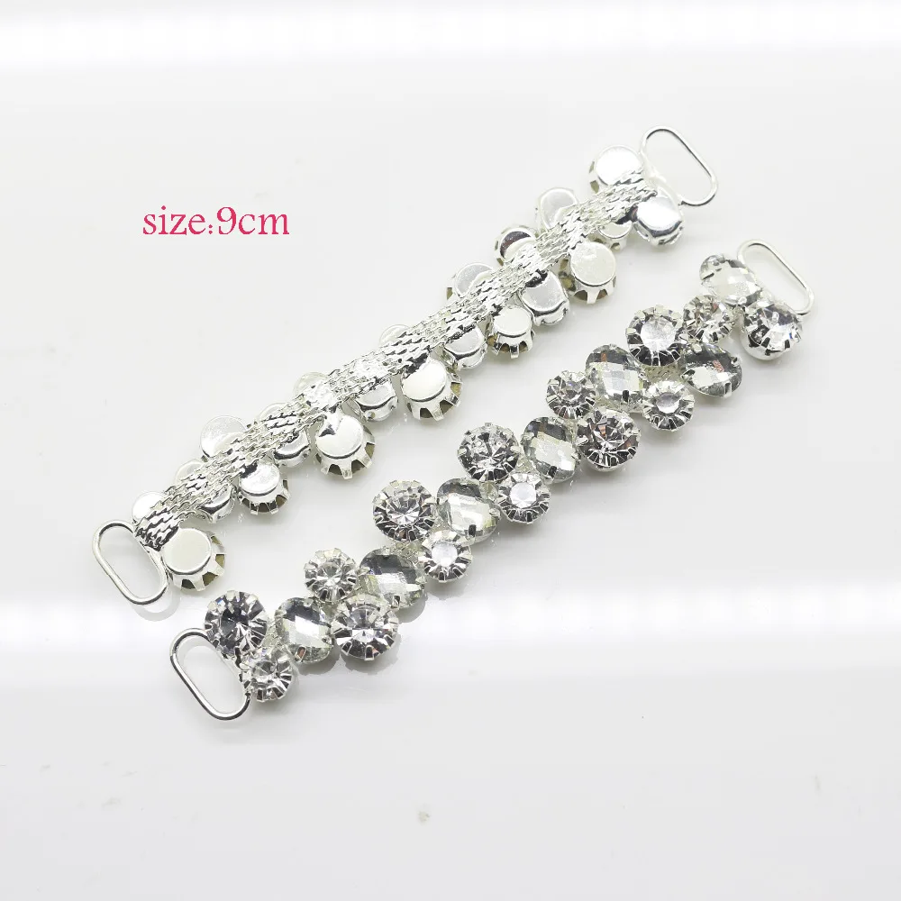 factory Outlet 2pcs 170mm* 20mm clear Crystal Rhinestone Bikini connector buckle reinforcement flat chain Metal chain Decorative