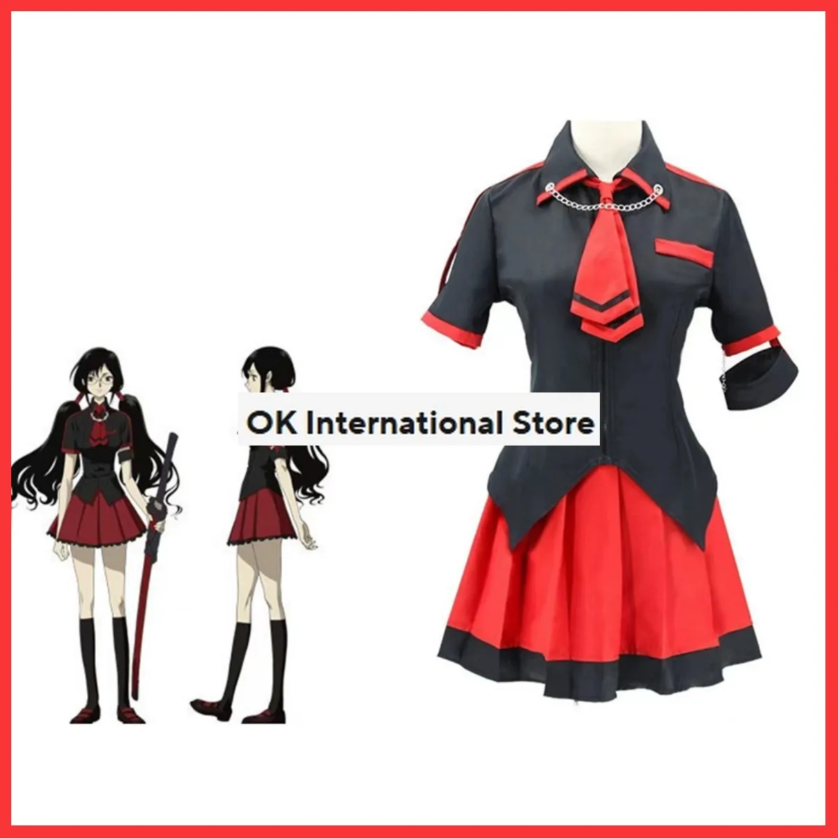 Anime Blood-C Kisaragi Saya Cosplay Costume Wig Black JK Uniform Skirt Adult Woman Sexy Carnival Halloween Sailor Suit