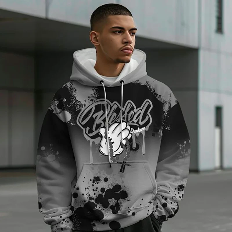 

Bright Color Printing 3D Color Cool Printed Men's Hoodie Trend Fashion Matching High Street Hip Hop Rock Style Coat High Quality