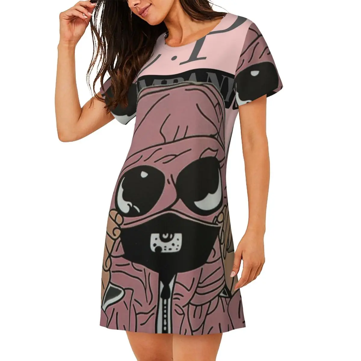 Custom C-Company CP Short Sleeves Nightdress For Sleeping Sleepshirts Women Short Sleeve Nightgowns Soft Pajama Dress