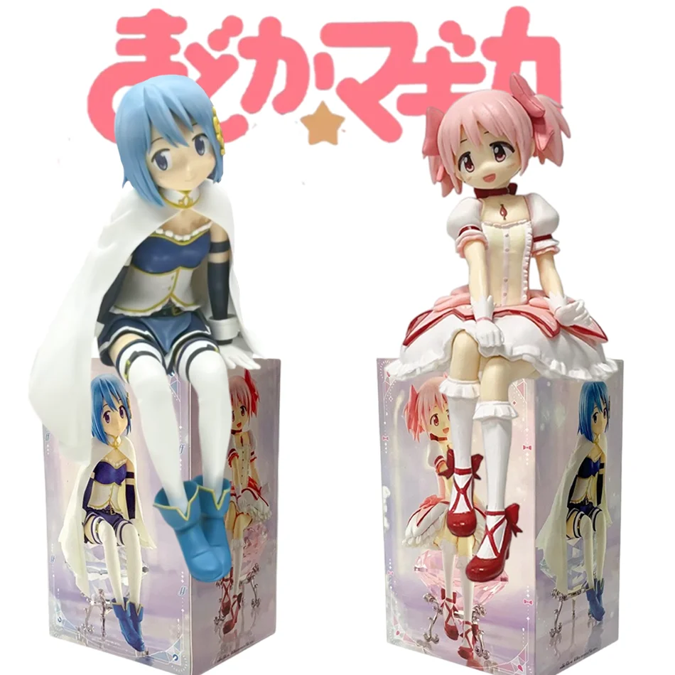 Puella Magi Madoka Magica Figur Madoka Sayaka Noodle Stopper Sitzende PVC-Anime-Sammlerfigur Schreibtisch-Deko Geschenk für Anime-Fans