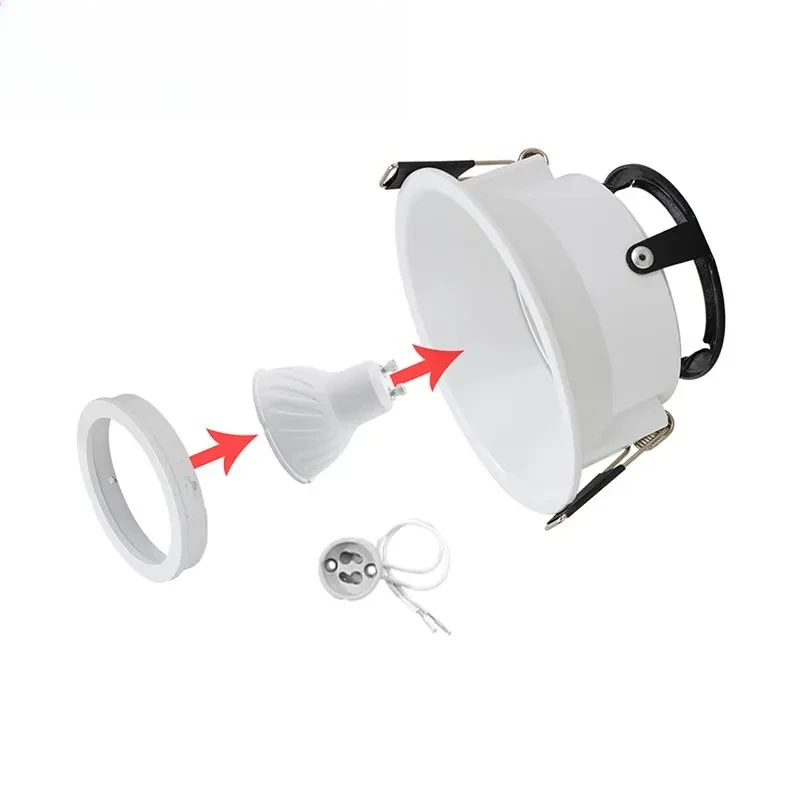 

360° Aluminum housing cover GU10 round LED module spot light holder fixed recessed led downlight frame