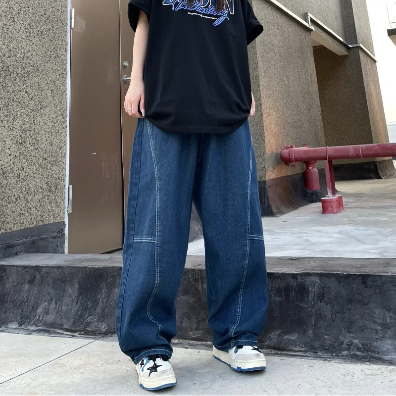 

Blue Jeans for Women Y2K Style Streetwear High Waist Vintage American Fashion NEW Wide Leg Jean Female Trouser Baggy Denim Pants
