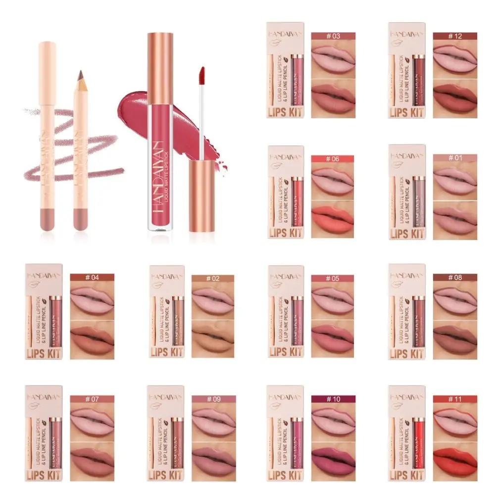 Waterproof Matte Lip Liner Sweet 12 colori antiaderente Cup Nude Pink Lip Tint Long Lasting Lips Contour Line rossetto Pen Lady