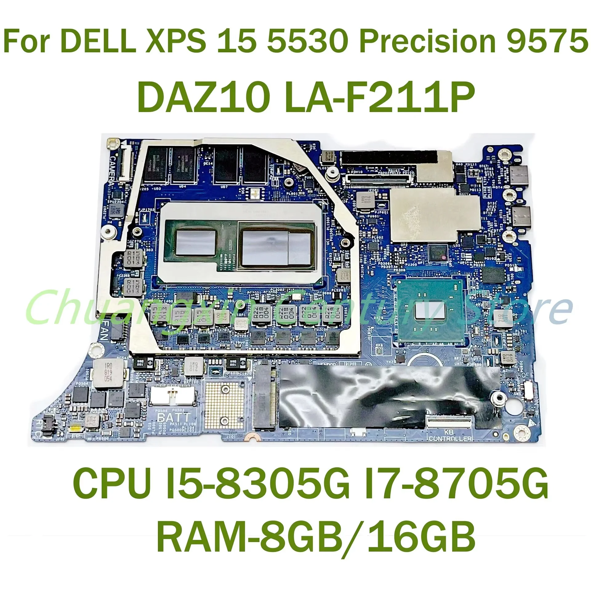 Placa-Mãe LA-F211P para DELL XPS 15 5530 Precision 9575 Laptop com CPU I5-8305G I7-8705G RAM 8GB/16GB 100% Testada e Funcionando