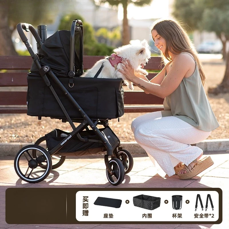 2 in 1 Pet Stroller for Medium Dogs Cats Detachable Lightweight Foldable Travel Carrier