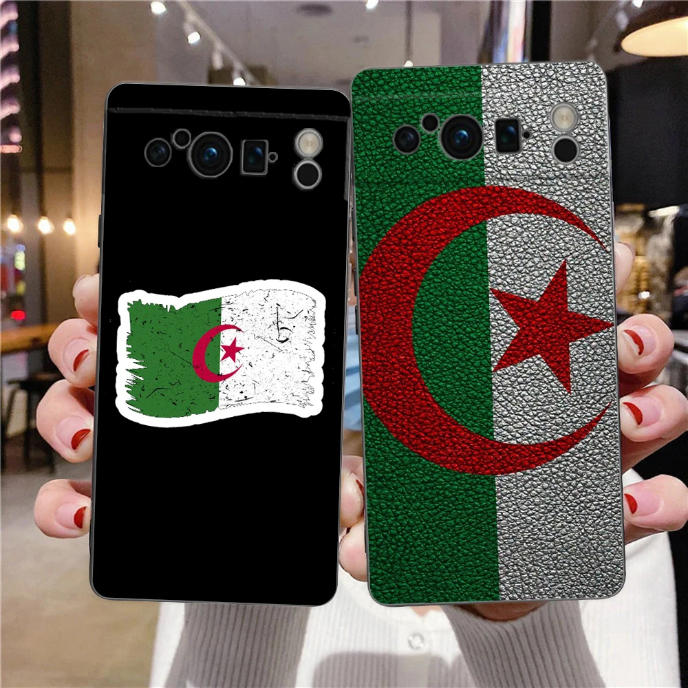 Phone Case For Google Pixel 8 A 7 6 Pro 6A 5G Black Soft Shockproof Back Cover Silicone TPU Shell Coque Algeria Flag