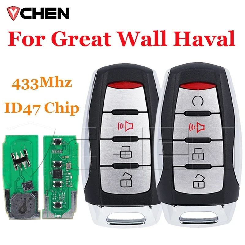 

YICHEN For Great Wall Haval Pao POER GWM Haval Pickup truck P Series Remote 433Mhz ID47 Chip Keyless Go Smart Remote Car Key