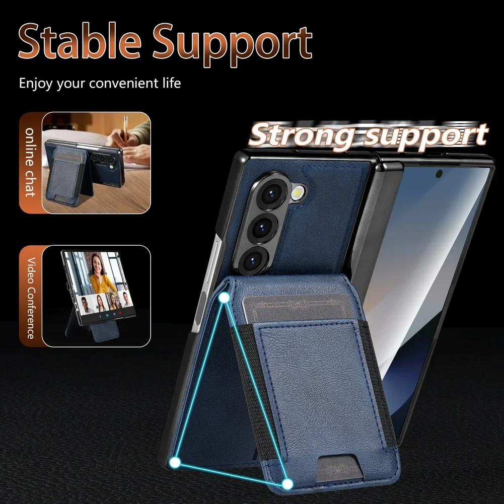 

Luxury Leather Multifunctional Magnetic Card Wallet Holder Hinged Case for Samsung Galaxy Z Fold 7 6 5 4 3 5G Shockproof Shell