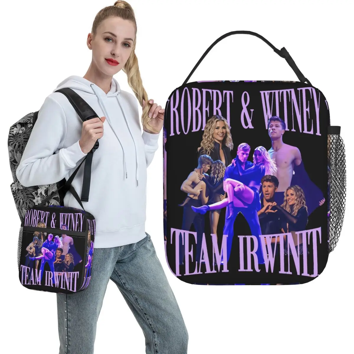 

Robert & Witney Team IrWINit Сумка для обеда Веселый ланч-бокс для женщин Школьная портативная изолированная сумка-холодильник Водонепроницаемые сумки для обеда с принтом