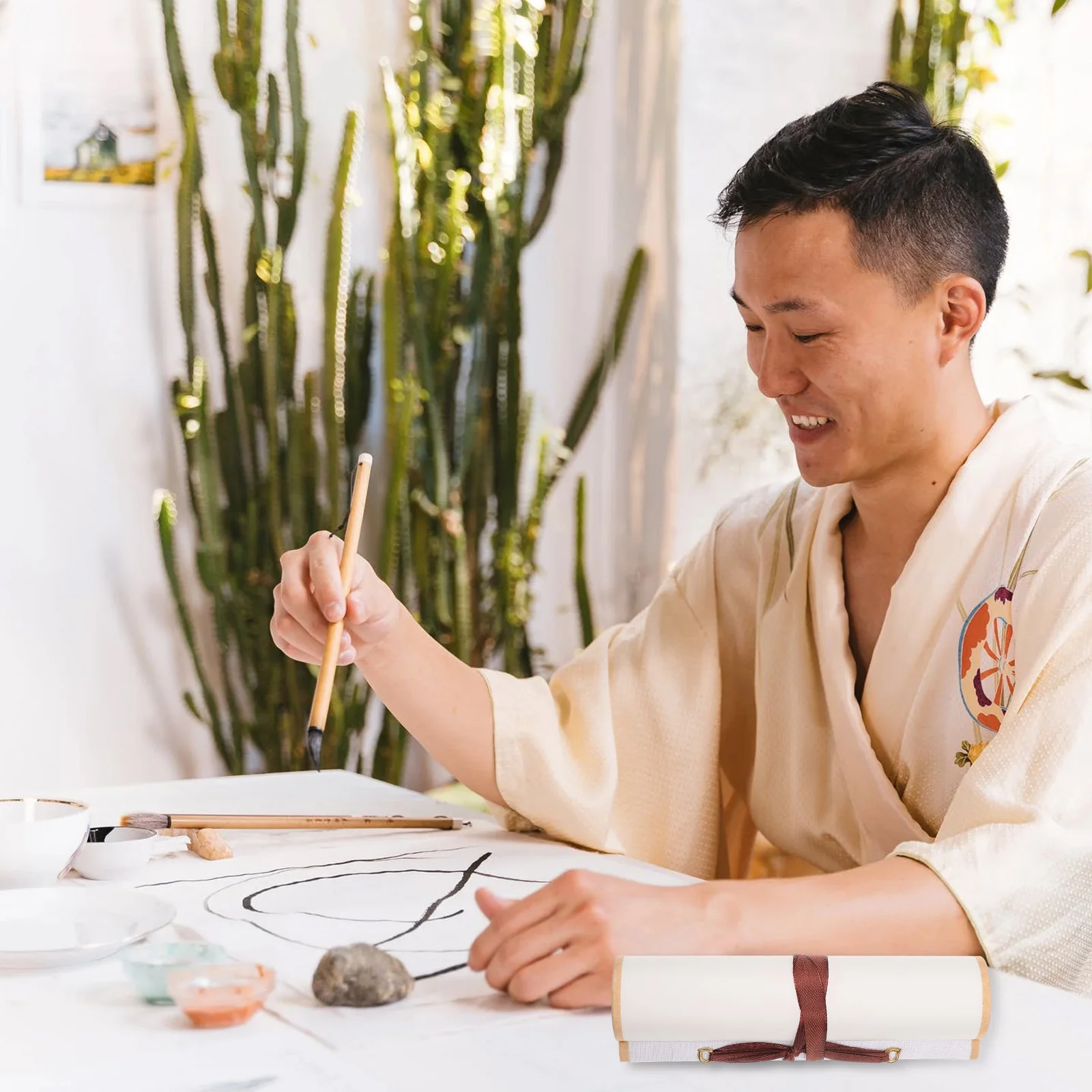 

1pc Blank Scroll Paper For Calligraphy Painting Watercolor Sumi Art Chinese Hanging Scroll Kids Drawing Sketch Pad Absorbent