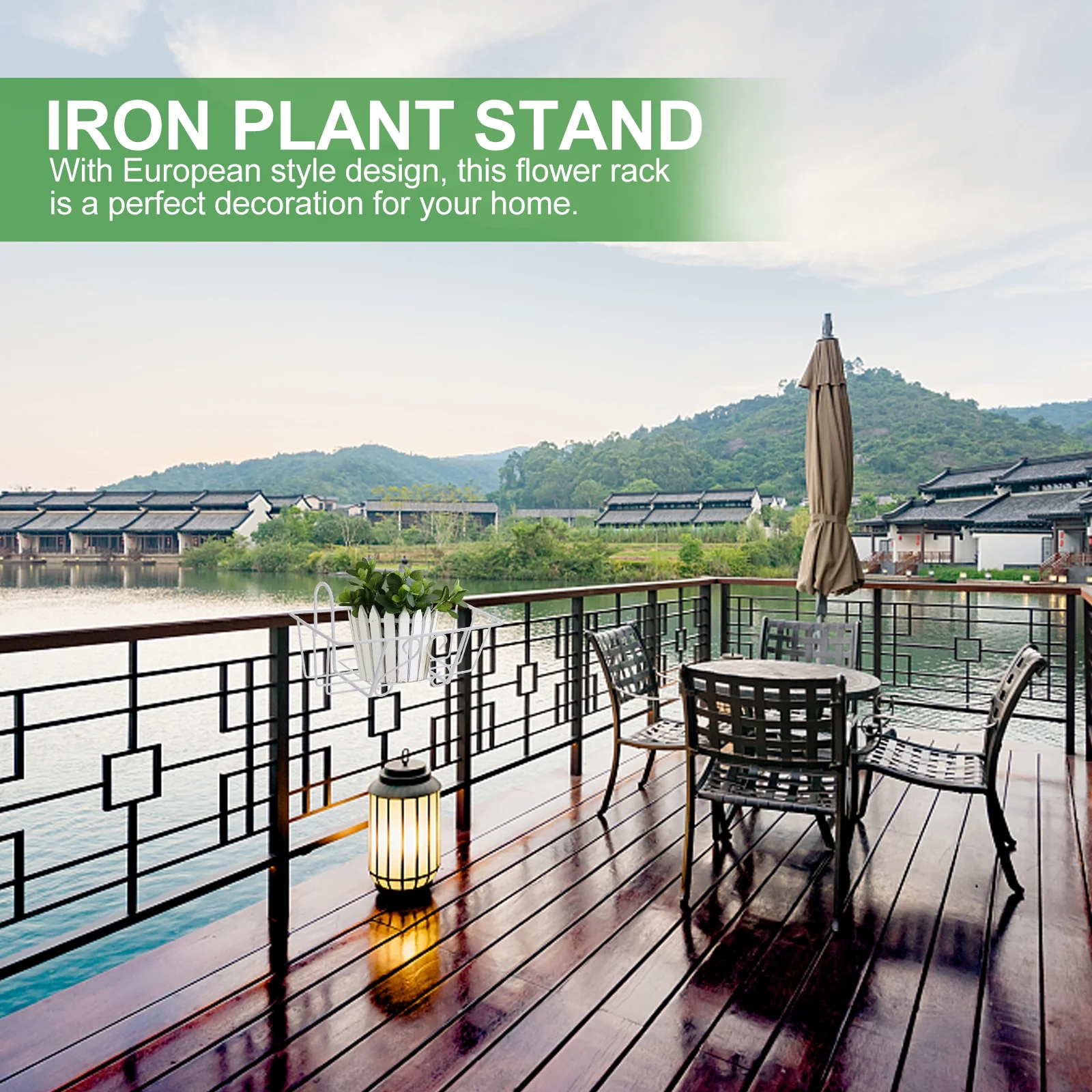 1 قطعة رف زهور مربع لحامل نباتات الحديد للشرفة مع حامل زهور التصميم الأوروبي للمنزل حديقة الديكور وعاء النبات