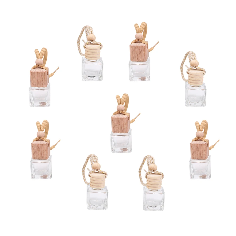

9pcs Refillable Car Hanging Empty Perfume Bottle Glass Aromatherapy Bottle Decorative Air Freshener For Car Office Home