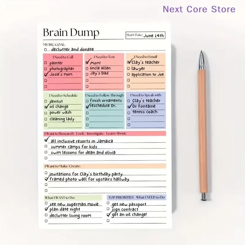 [NC]50/150 Sheets Undated Minimalist Journal Brain Dump Notebook A5 To-Do List & Task Manager Self-Organization Project Planning